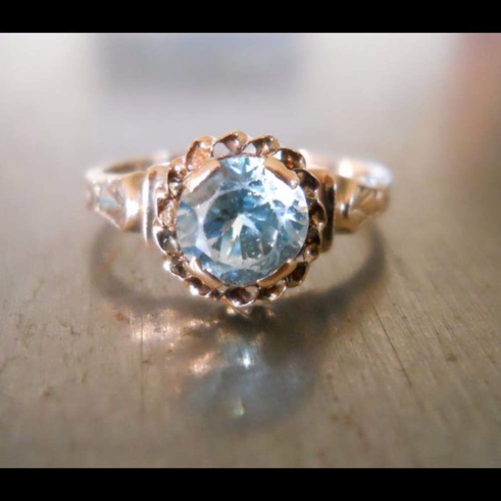 Engagement Ring Blue Zircon 1930’s
